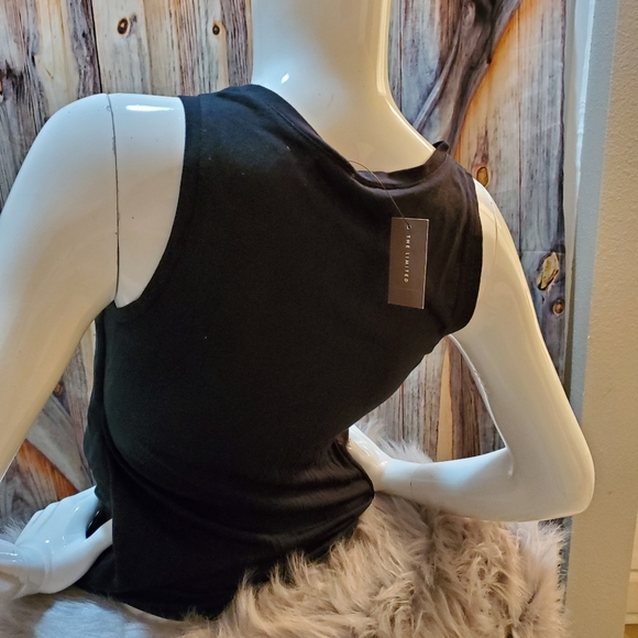 Sheer black front w/ a sequence underlay tank top - Picture 3 of 4